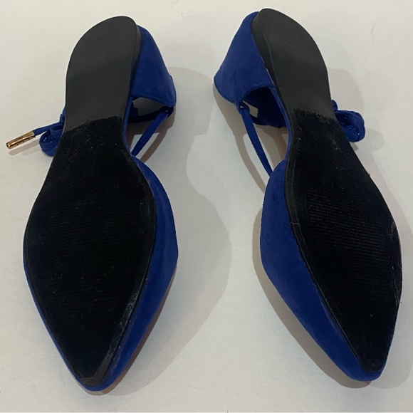 CHARLOTTE RUSSE Suede Qupid Lace Up Pointed Toe D’Orsay Flats Sandal blue size 6 - Picture 6 of 6